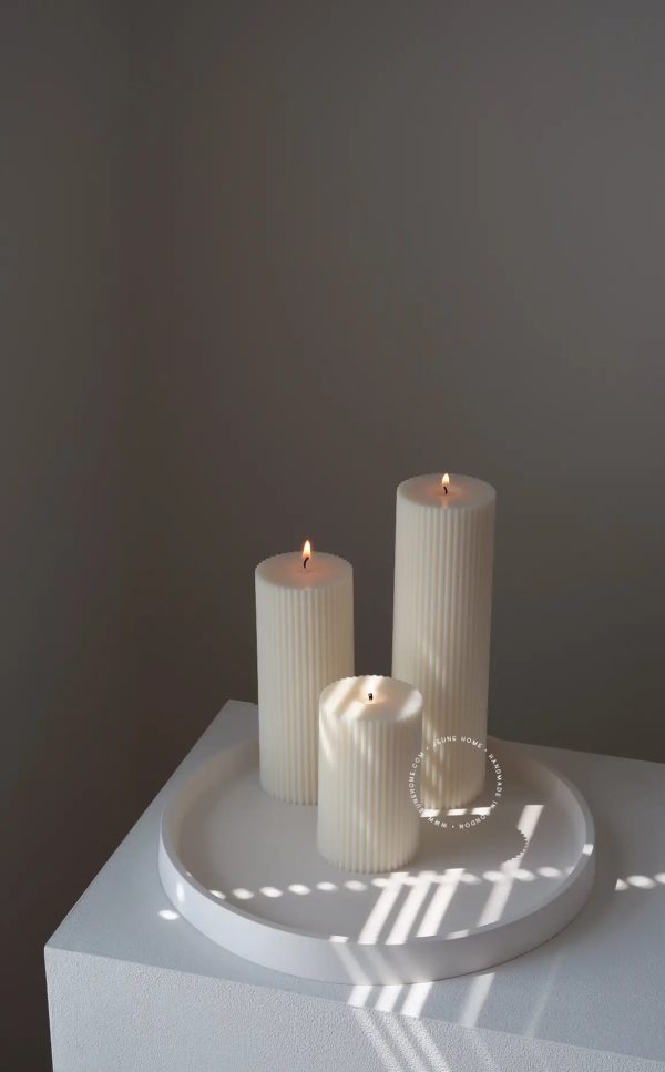 Scented soy ribbed pillar candle - Image 2